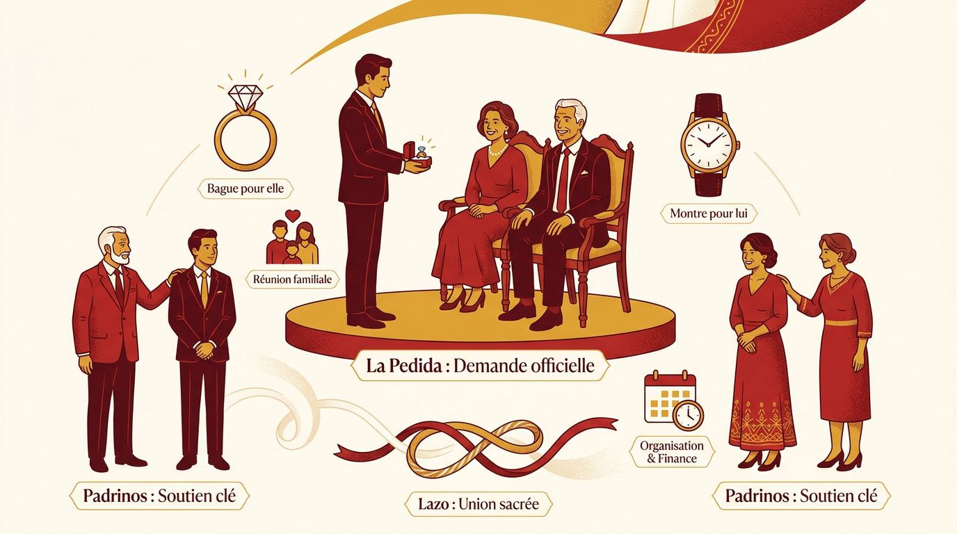 Réunion de famille traditionnelle pour la Pedida de mano en Espagne