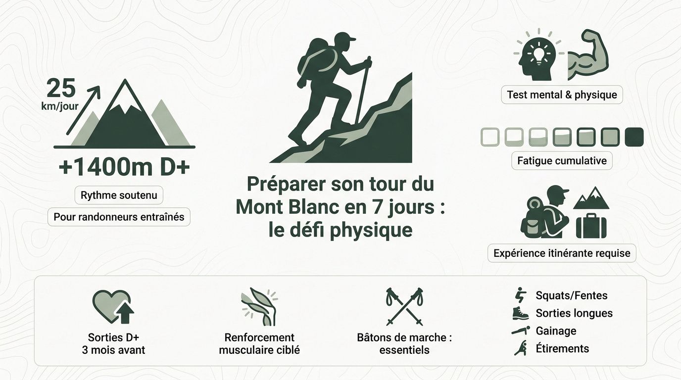 Randonneur s'entraînant pour le Tour du Mont Blanc